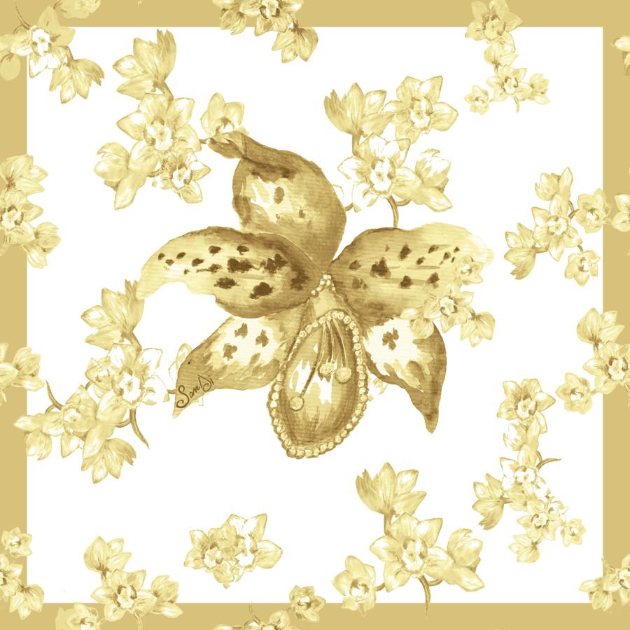 Estampa de orquídea dourada
